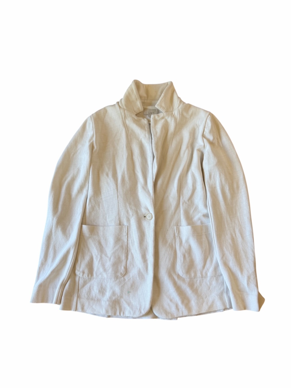 LOFT Cream Single-Button Cotton Blazer